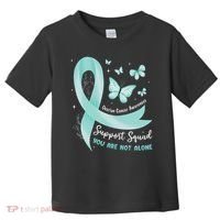 Support Squad Ovarian Cancer Awareness Teal Ribbon Butterfly Toddler T-Shirt thumb 0