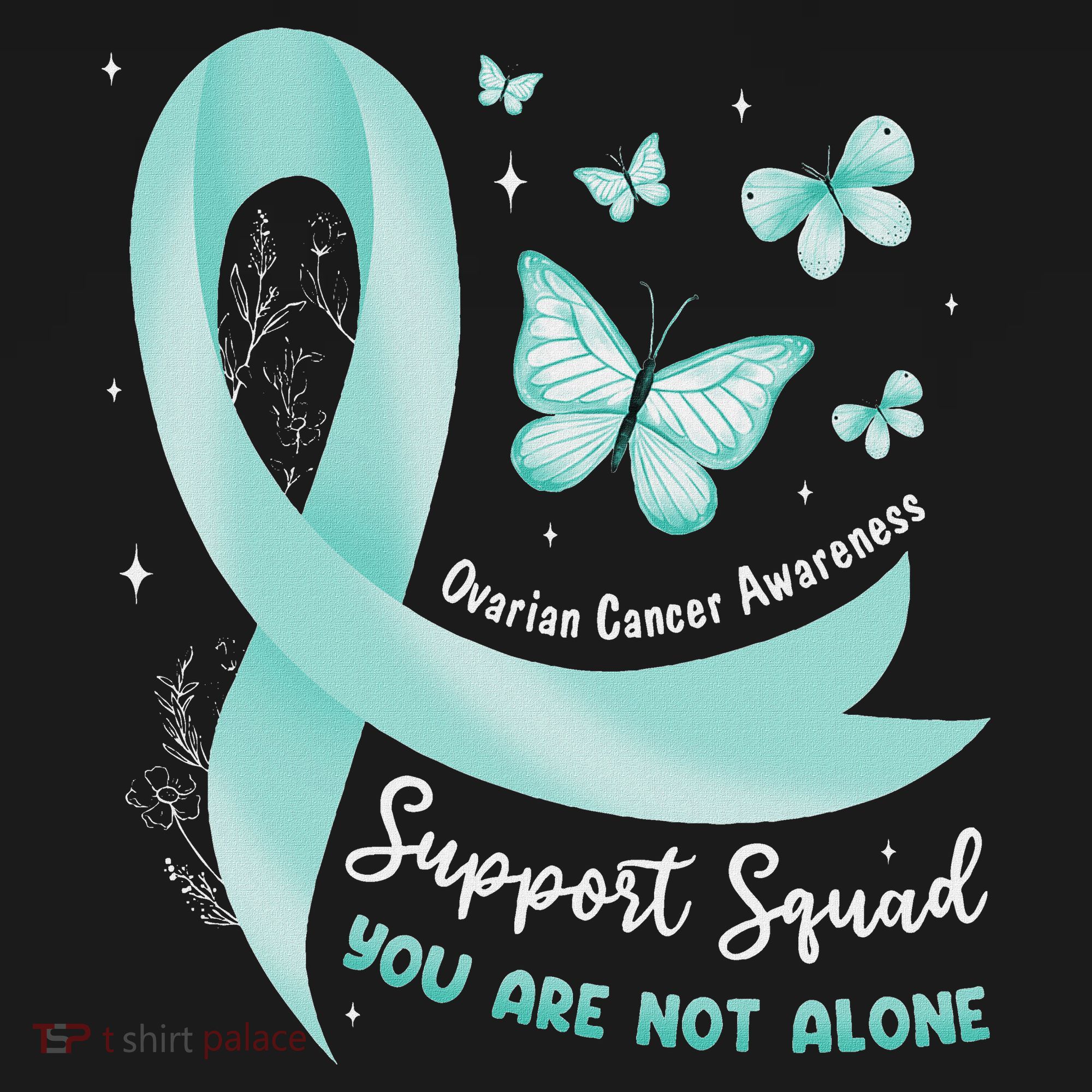 Support Squad Ovarian Cancer Awareness Teal Ribbon Butterfly Kids Sweatshirt