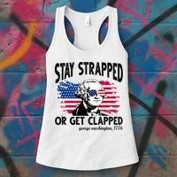 Stay Strapped Or Get Clapped George Washington 1776 Women's Tank Top thumb 3