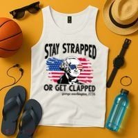 Stay Strapped Or Get Clapped George Washington 1776 Tank Top thumb 4