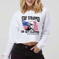 Stay Strapped Or Get Clapped George Washington 1776 Cropped Pullover Crew thumb 2