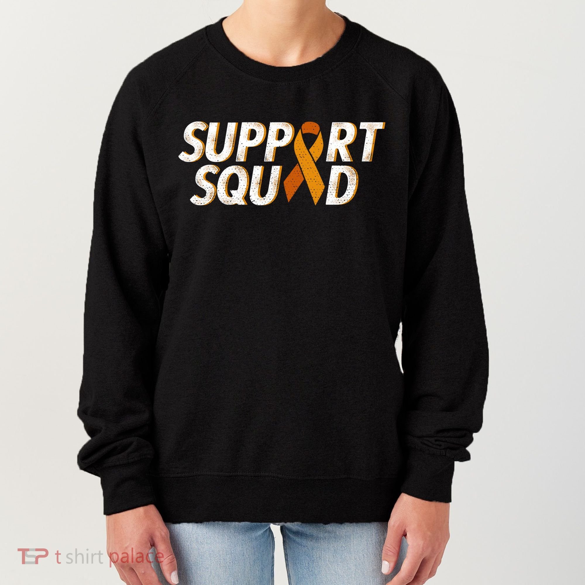 Support Squad Orange Ribbon Kidney Cancer Awareness Gift Women's Sweatshirt