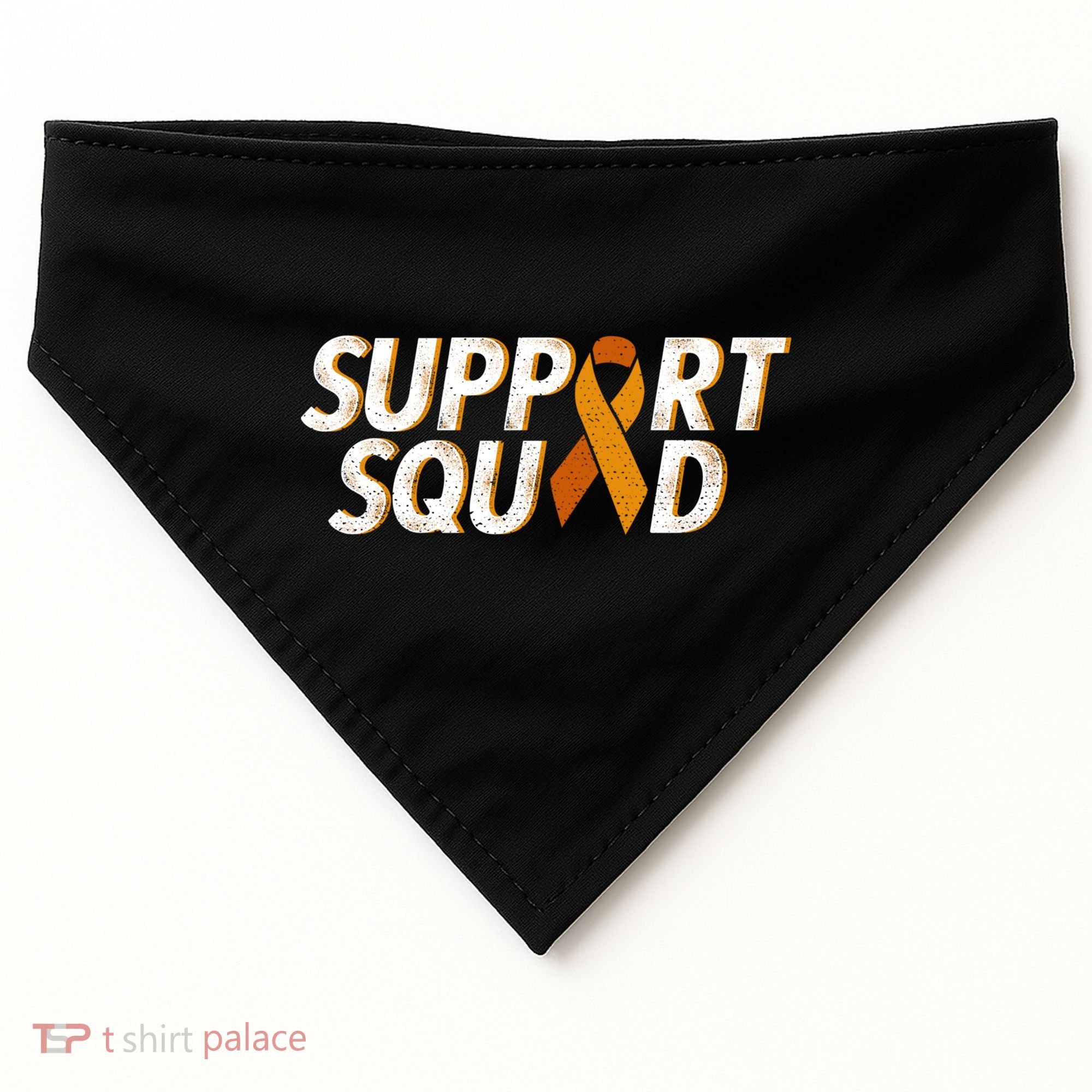 Support Squad Orange Ribbon Kidney Cancer Awareness Gift USA-Made Doggie Bandana