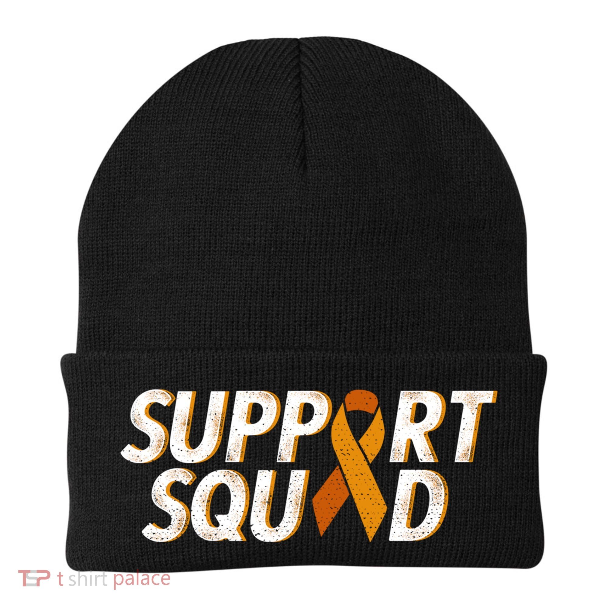 Support Squad Orange Ribbon Kidney Cancer Awareness Gift Beanie