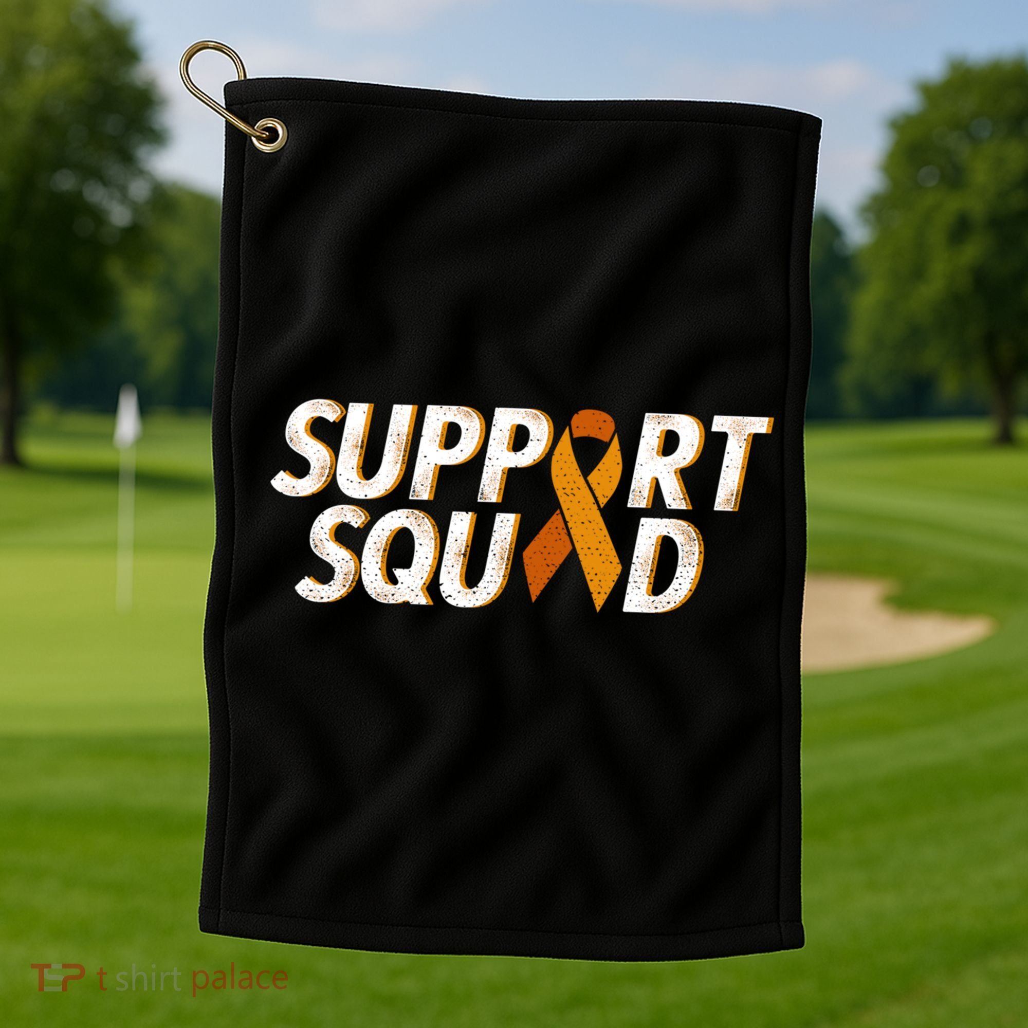 Support Squad Orange Ribbon Kidney Cancer Awareness Gift Golf Towel