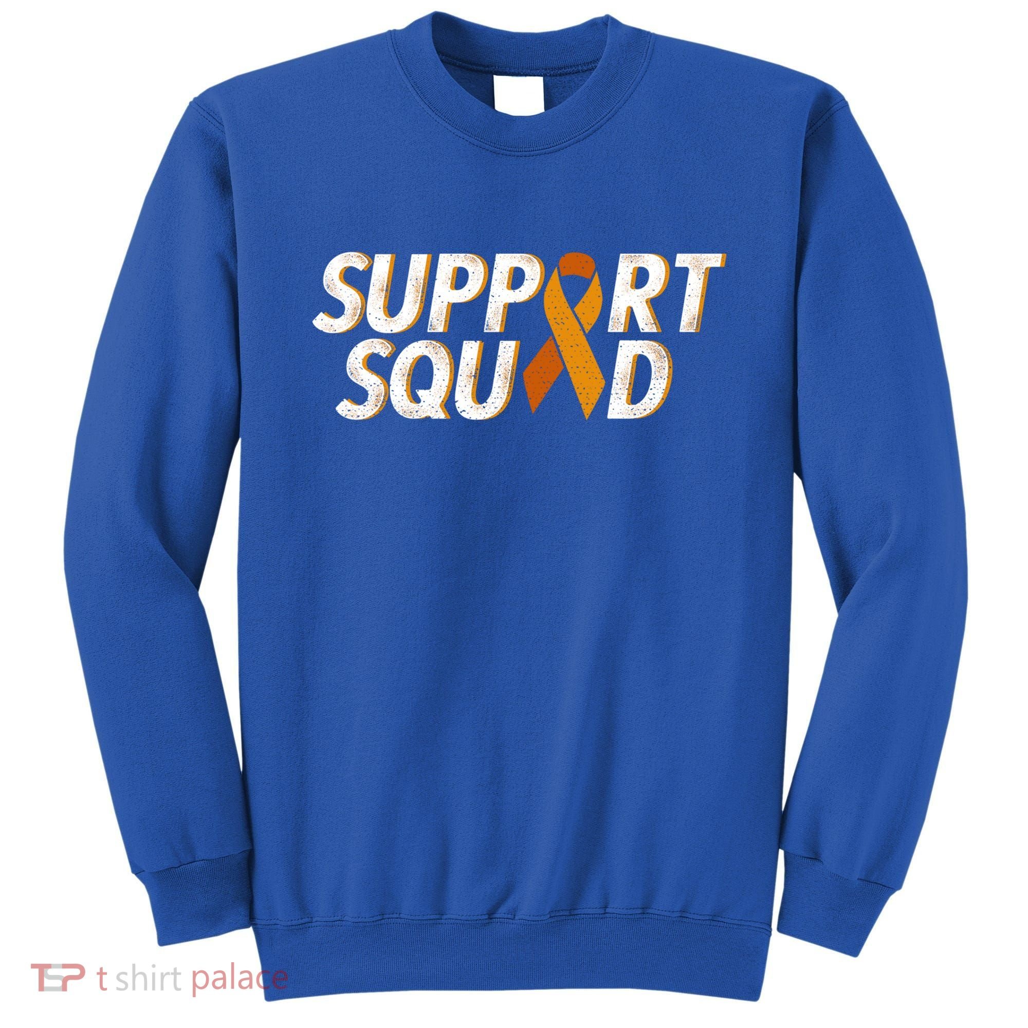 Support Squad Orange Ribbon Kidney Cancer Awareness Gift Sweatshirt