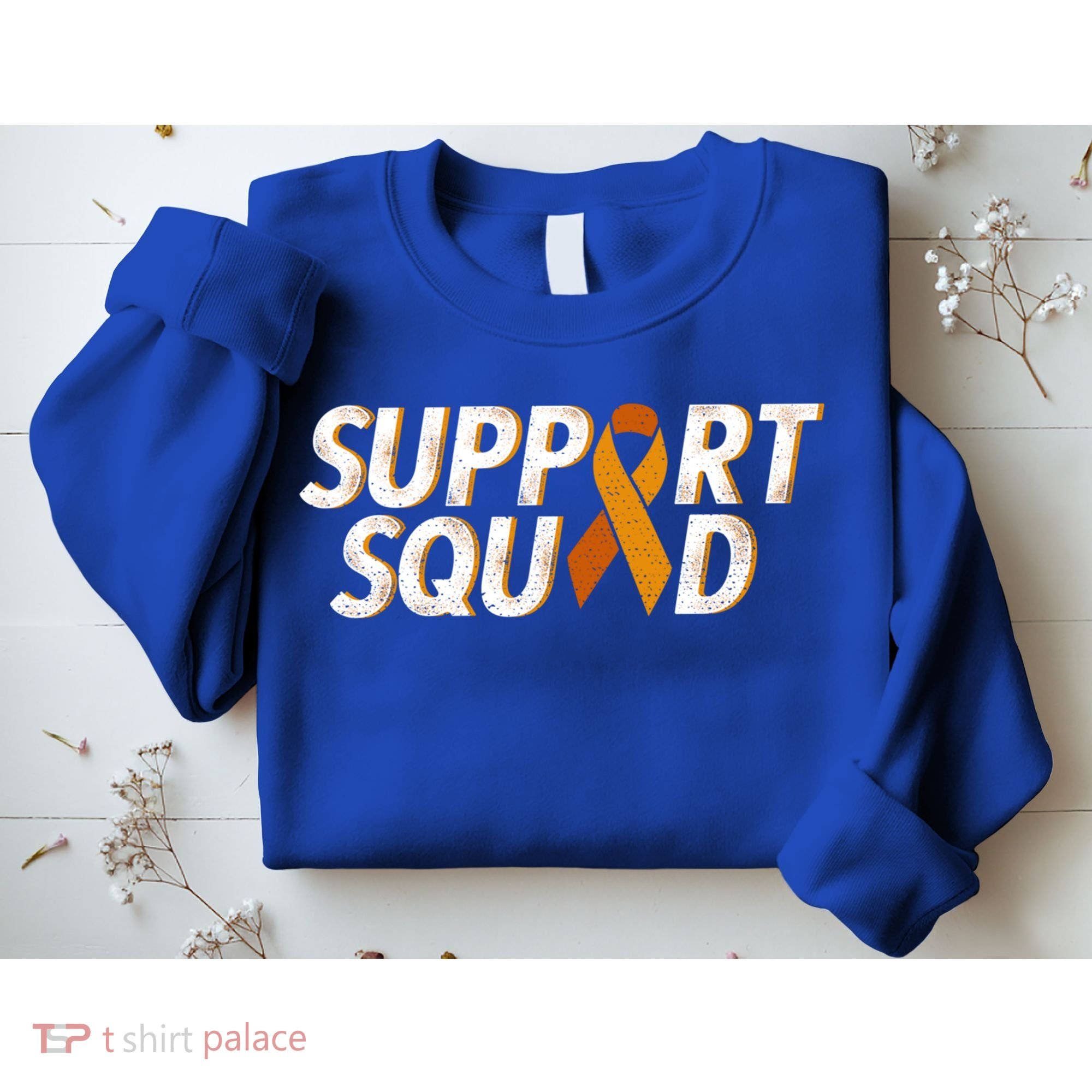 Support Squad Orange Ribbon Kidney Cancer Awareness Gift Sweatshirt