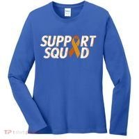 Support Squad Orange Ribbon Kidney Cancer Awareness Gift Women's Long Sleeve Shirt thumb 0