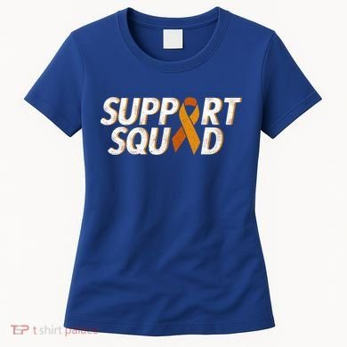 Support Squad Orange Ribbon Kidney Cancer Awareness Gift Women's T-Shirt