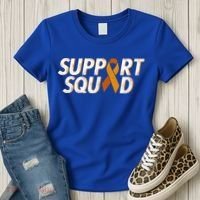 Support Squad Orange Ribbon Kidney Cancer Awareness Gift Women's T-Shirt thumb 3