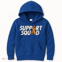 Support Squad Orange Ribbon Kidney Cancer Awareness Gift Kids Hoodie thumb 0