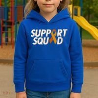 Support Squad Orange Ribbon Kidney Cancer Awareness Gift Kids Hoodie thumb 3