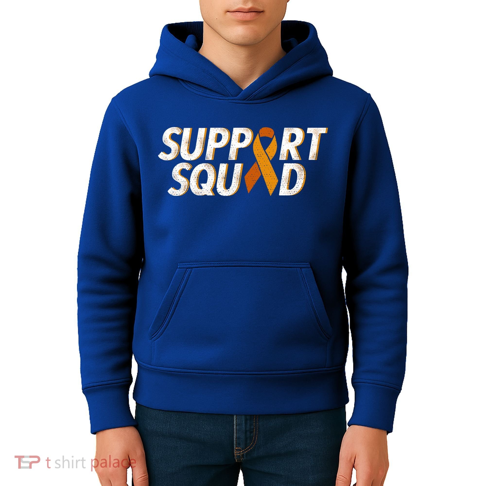 Support Squad Orange Ribbon Kidney Cancer Awareness Gift Kids Hoodie
