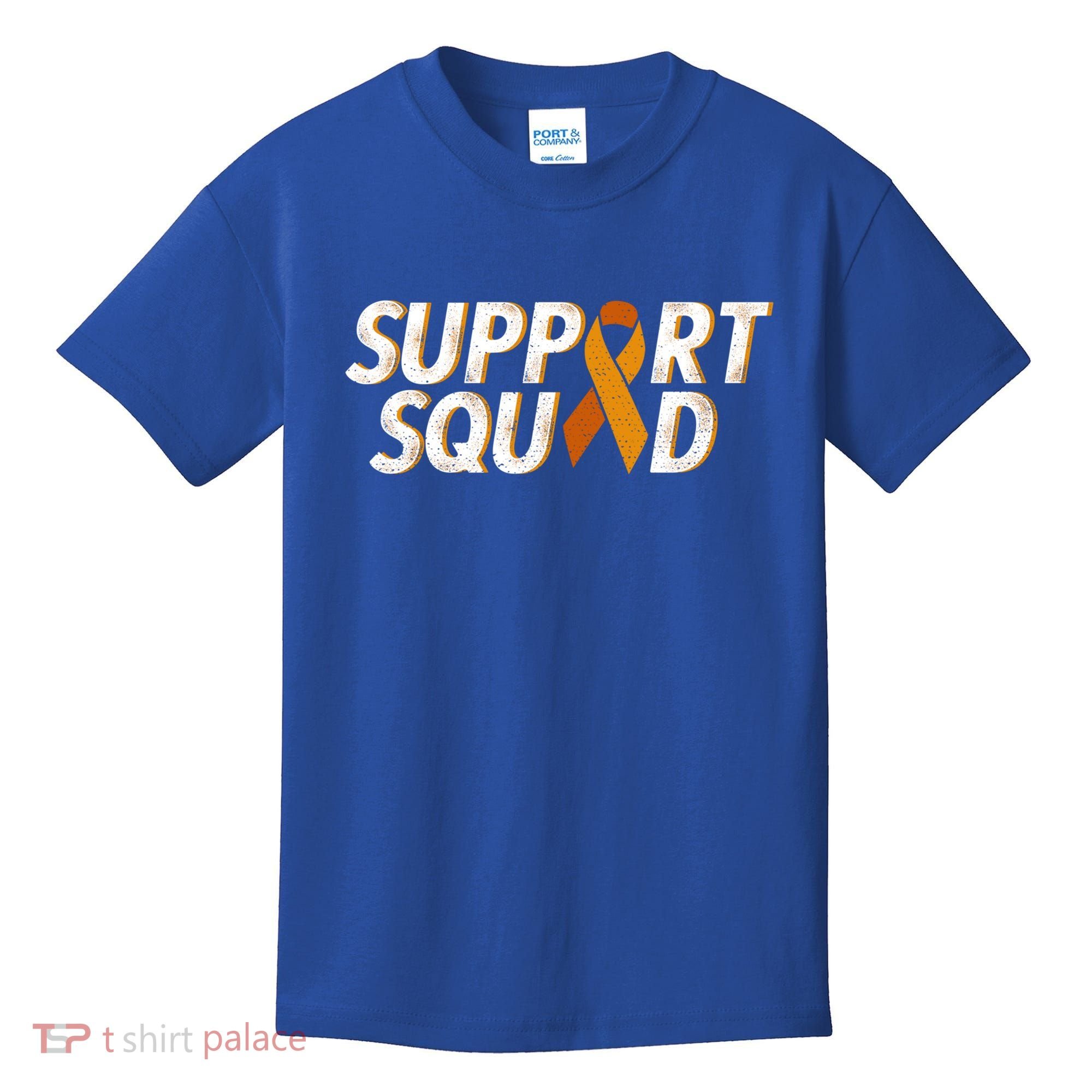 Support Squad Orange Ribbon Kidney Cancer Awareness Gift Kids T-Shirt