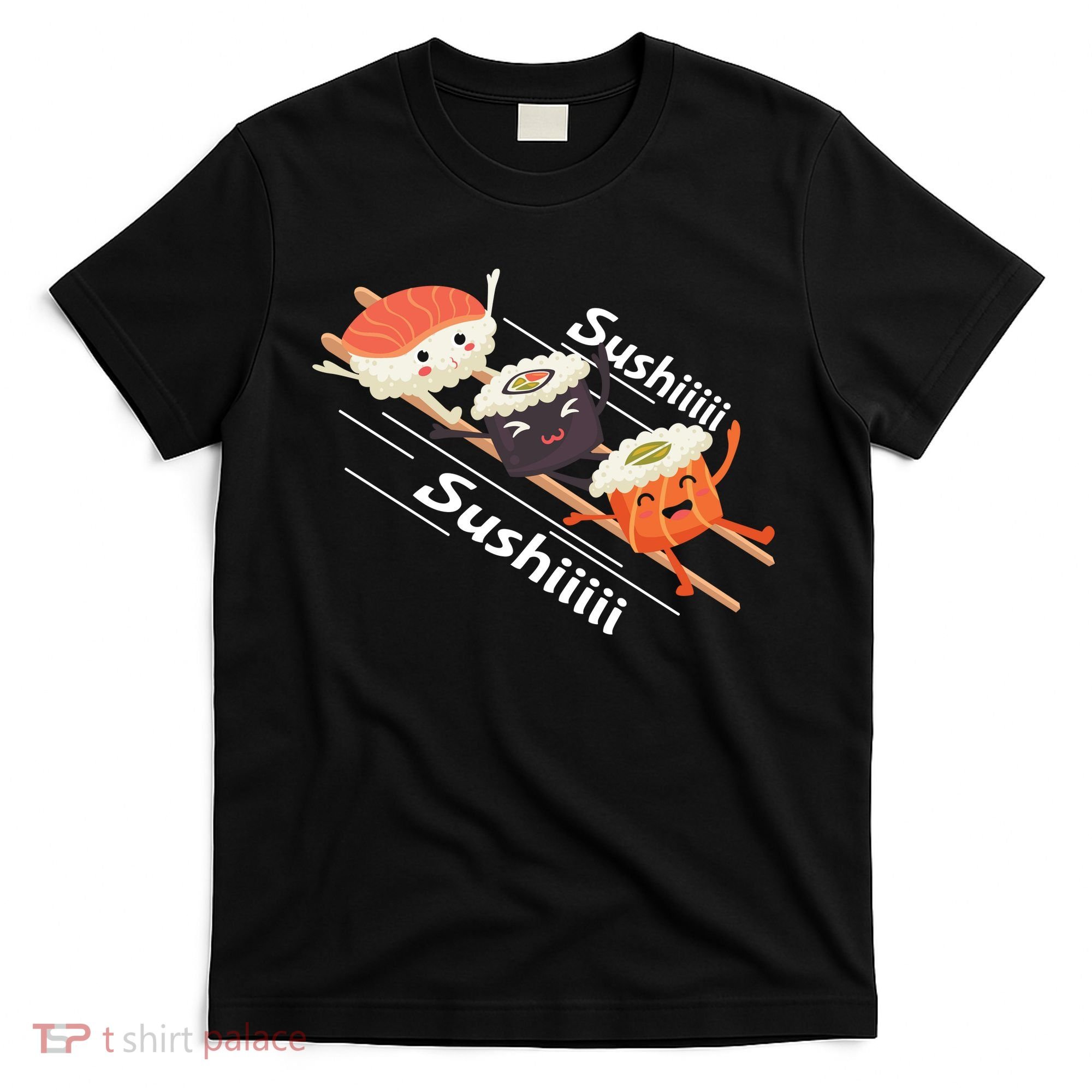 Sushi Sliding On Chopsticks Funny Graphic Plus Size Shirt For Girl Boy Unisex T-Shirt