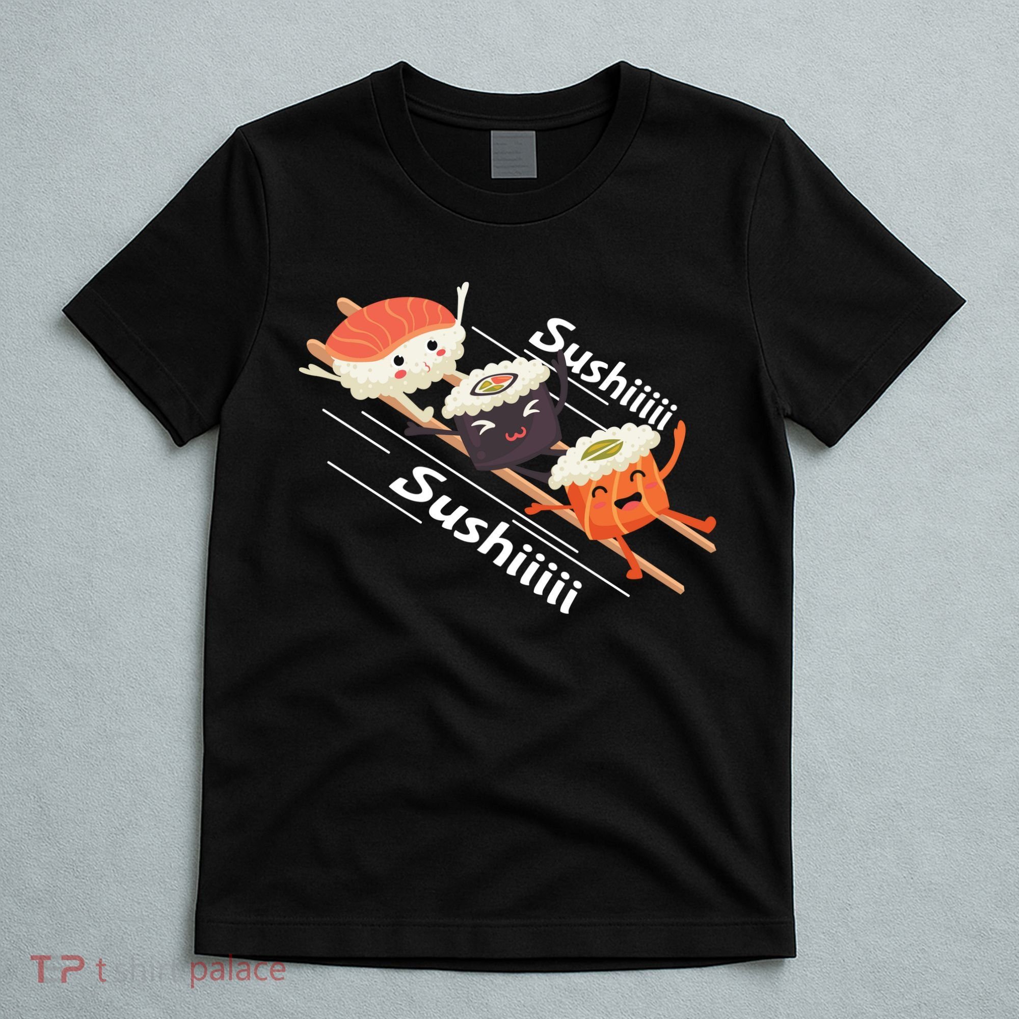 Sushi Sliding On Chopsticks Funny Graphic Plus Size Shirt For Girl Boy Unisex T-Shirt
