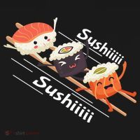 Sushi Sliding On Chopsticks Funny Graphic Plus Size Shirt For Girl Boy Unisex Coaster thumb 2