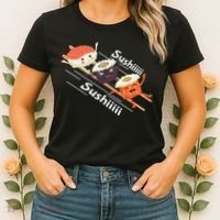 Sushi Sliding On Chopsticks Funny Graphic Plus Size Shirt For Girl Boy Unisex Women's T-Shirt thumb 2
