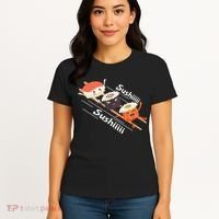 Sushi Sliding On Chopsticks Funny Graphic Plus Size Shirt For Girl Boy Unisex Women's T-Shirt thumb 4