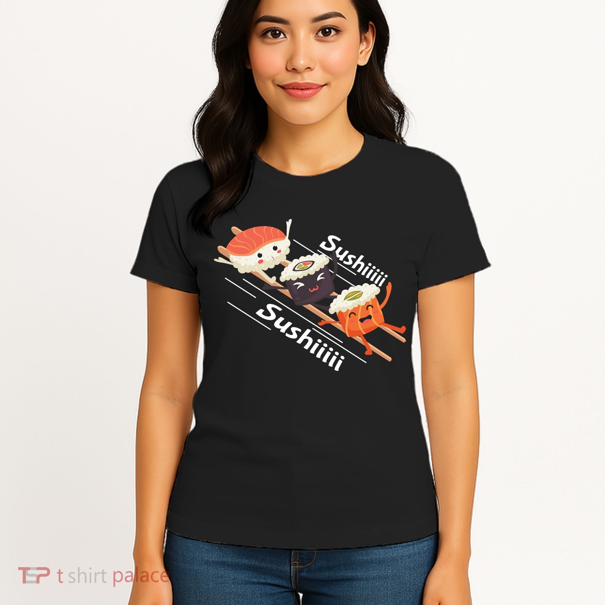 Sushi Sliding On Chopsticks Funny Graphic Plus Size Shirt For Girl Boy Unisex Women's T-Shirt
