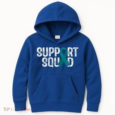 Support Squad Ovarian Cancer Awareness Gift Kids Hoodie