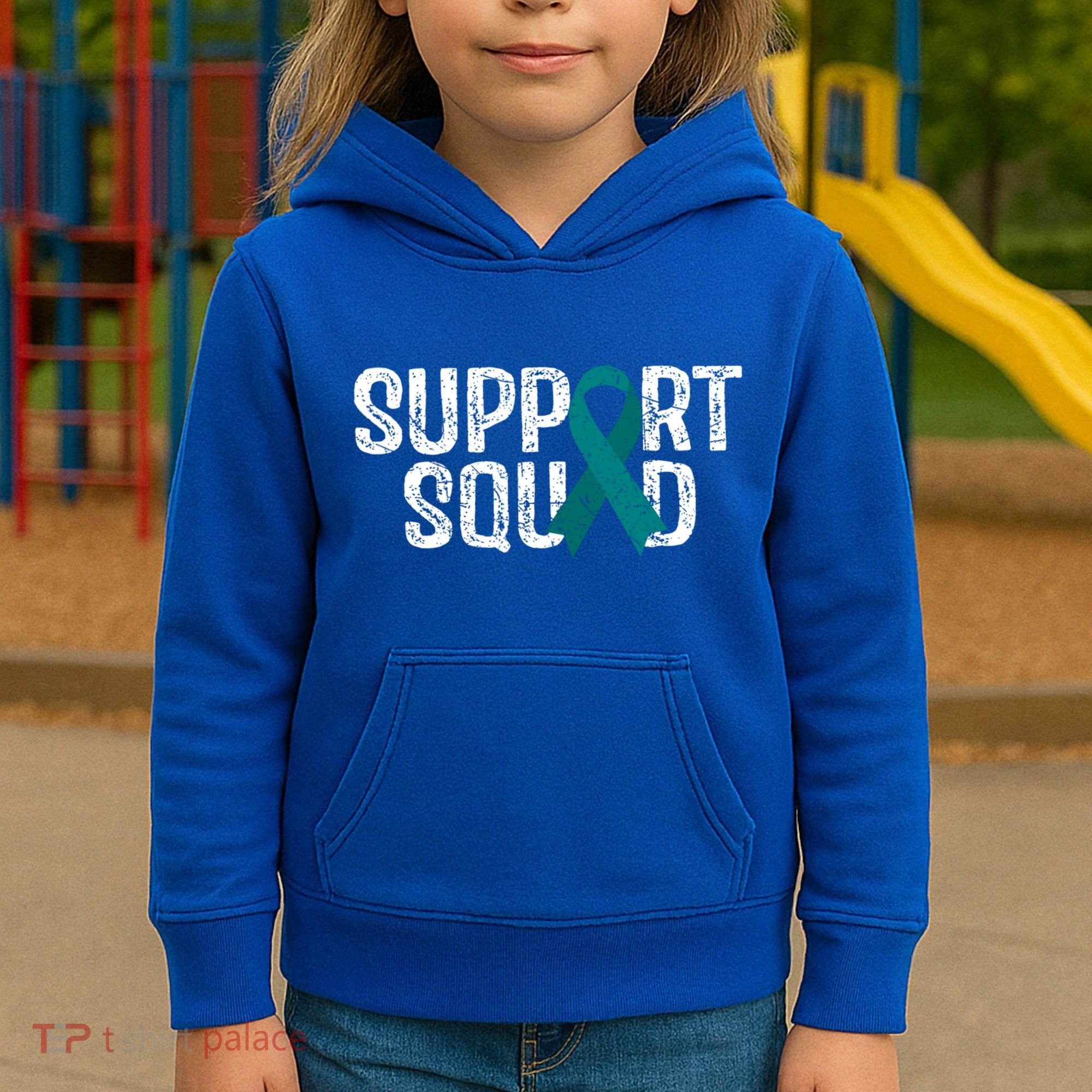 Support Squad Ovarian Cancer Awareness Gift Kids Hoodie