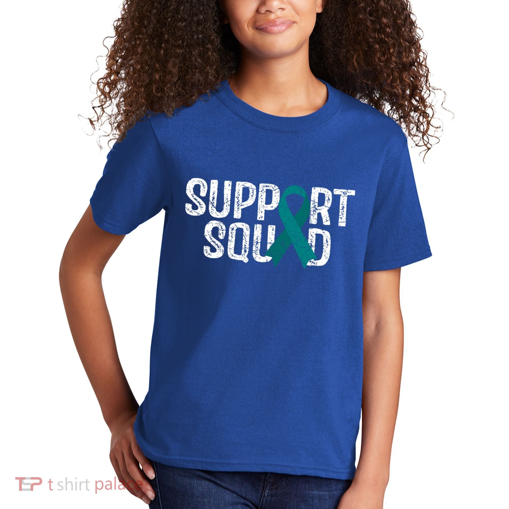 Support Squad Ovarian Cancer Awareness Gift Kids T-Shirt