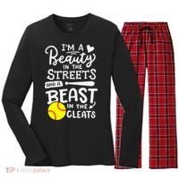 Softball Softball Player Women's Long Sleeve Flannel Pajama Set  thumb 0