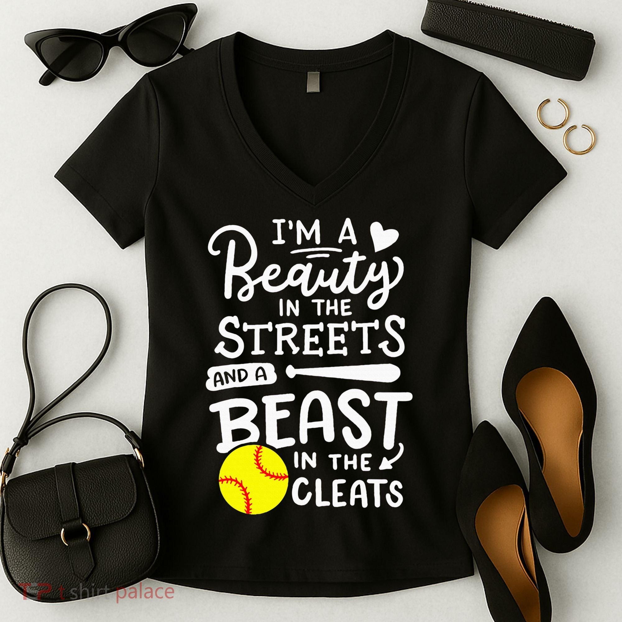 Softball Softball Player Women's V-Neck T-Shirt