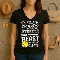 Softball Softball Player Women's V-Neck T-Shirt thumb 3