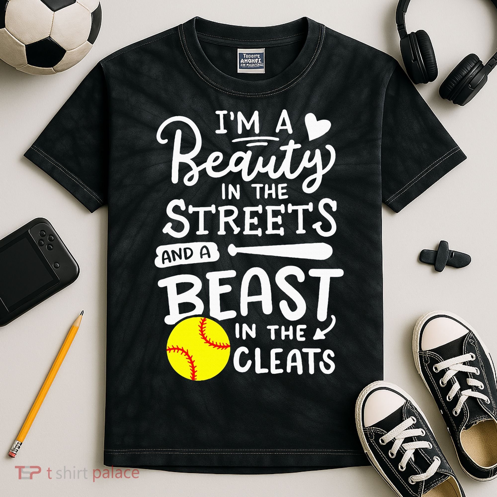 Softball Softball Player Kids Tie-Dye T-Shirt