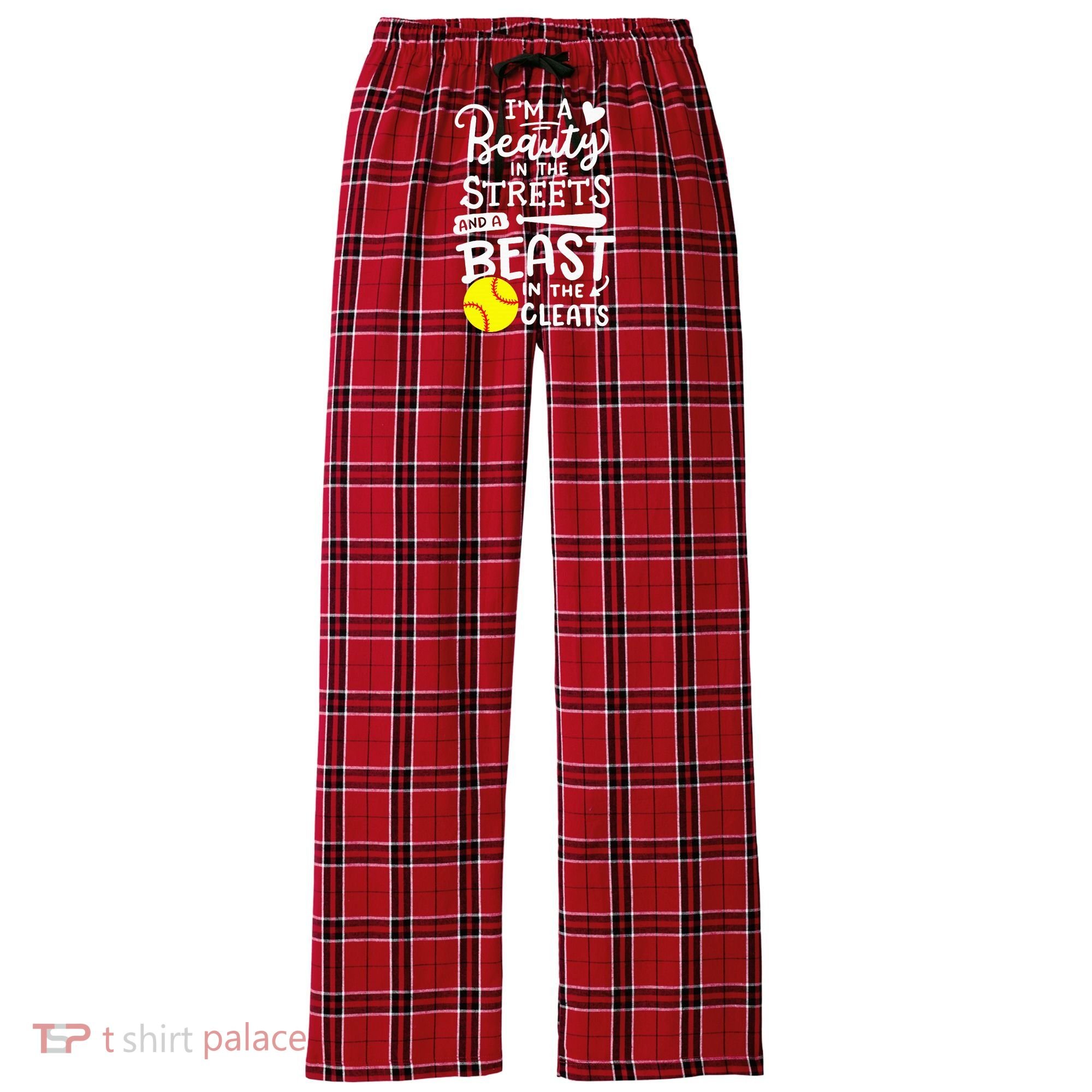 Softball Softball Player Women's Flannel Plaid Pajama Pants