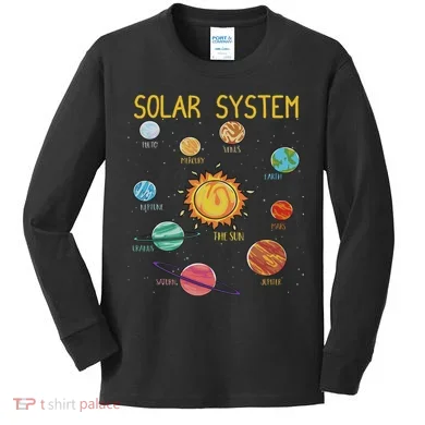 Solar System Planets Science Space Stem Kids Long Sleeve Shirt