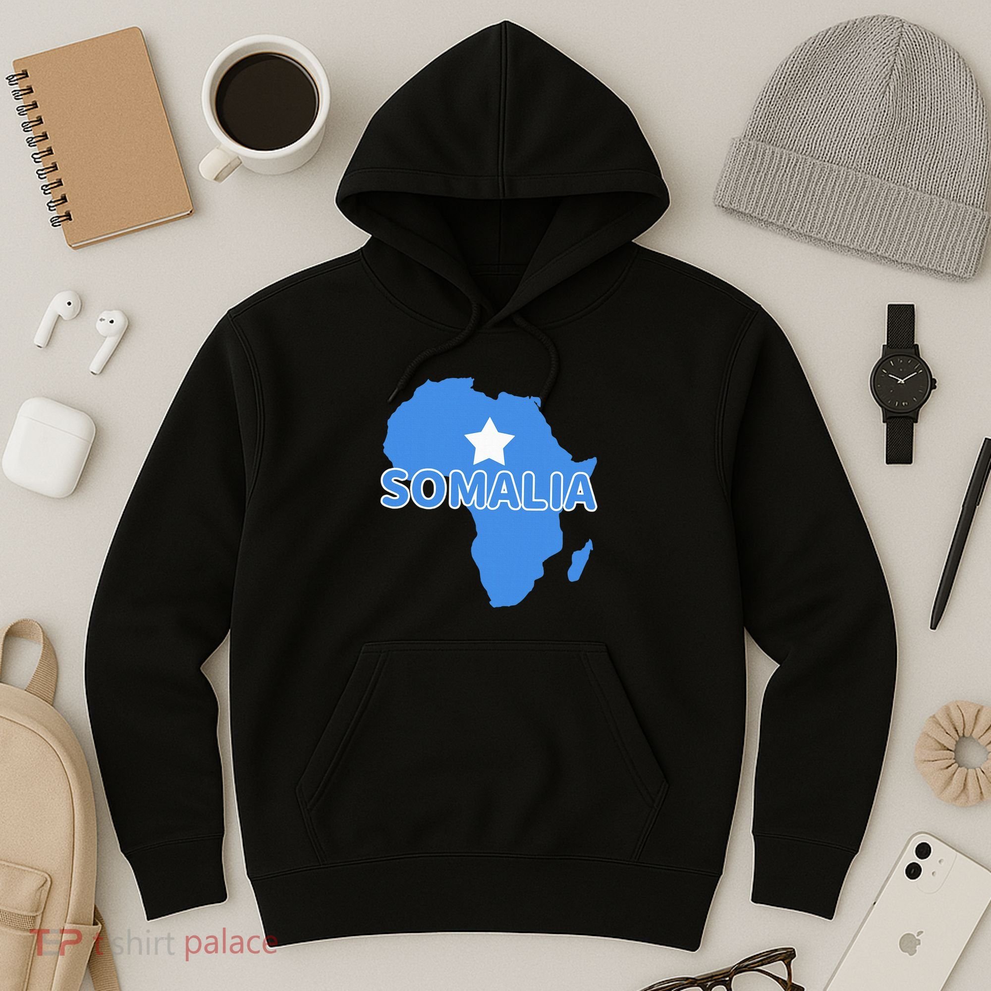 Somalia Somali Pride Flag Map Africa Print Hoodie