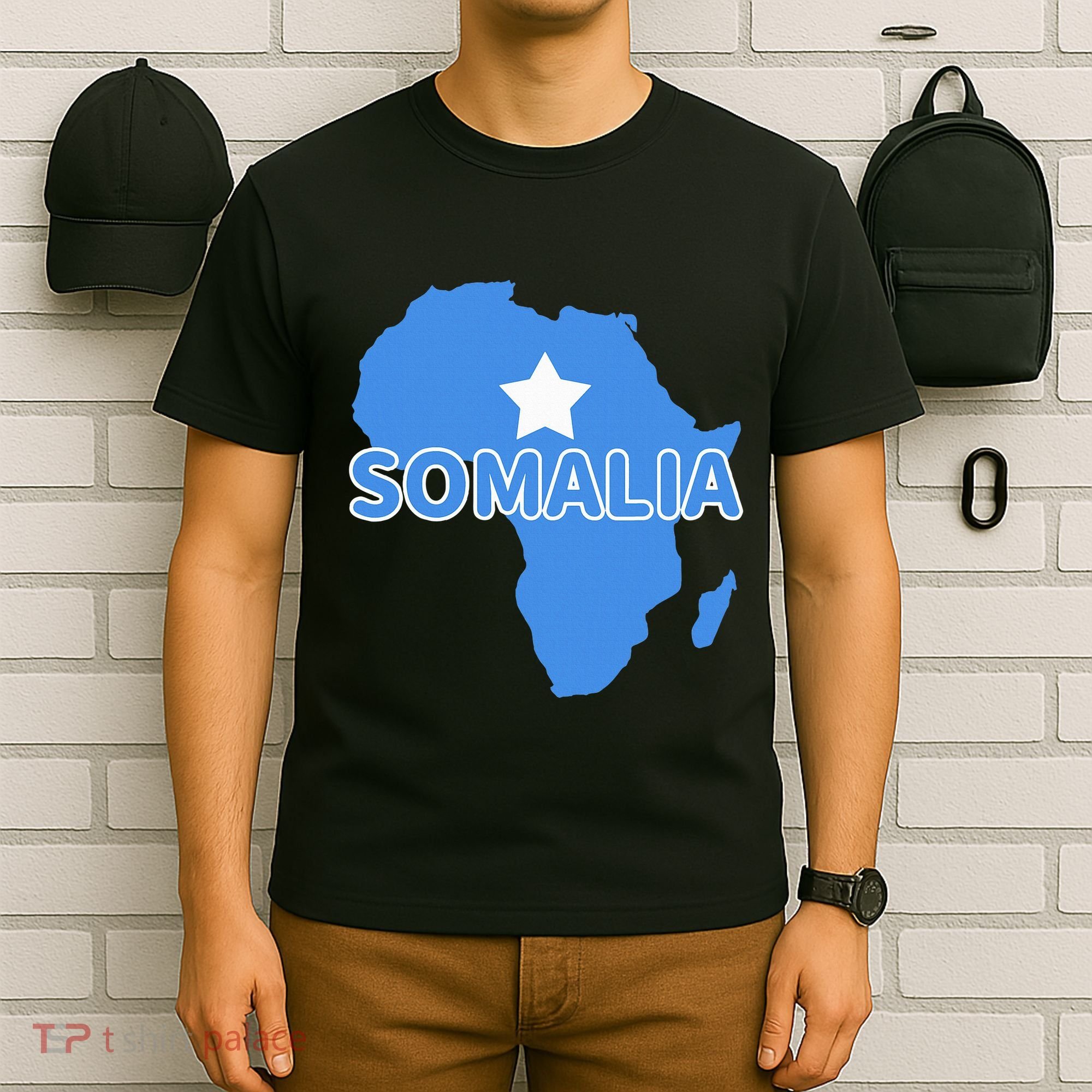 Somalia Somali Pride Flag Map Africa Print T-Shirt