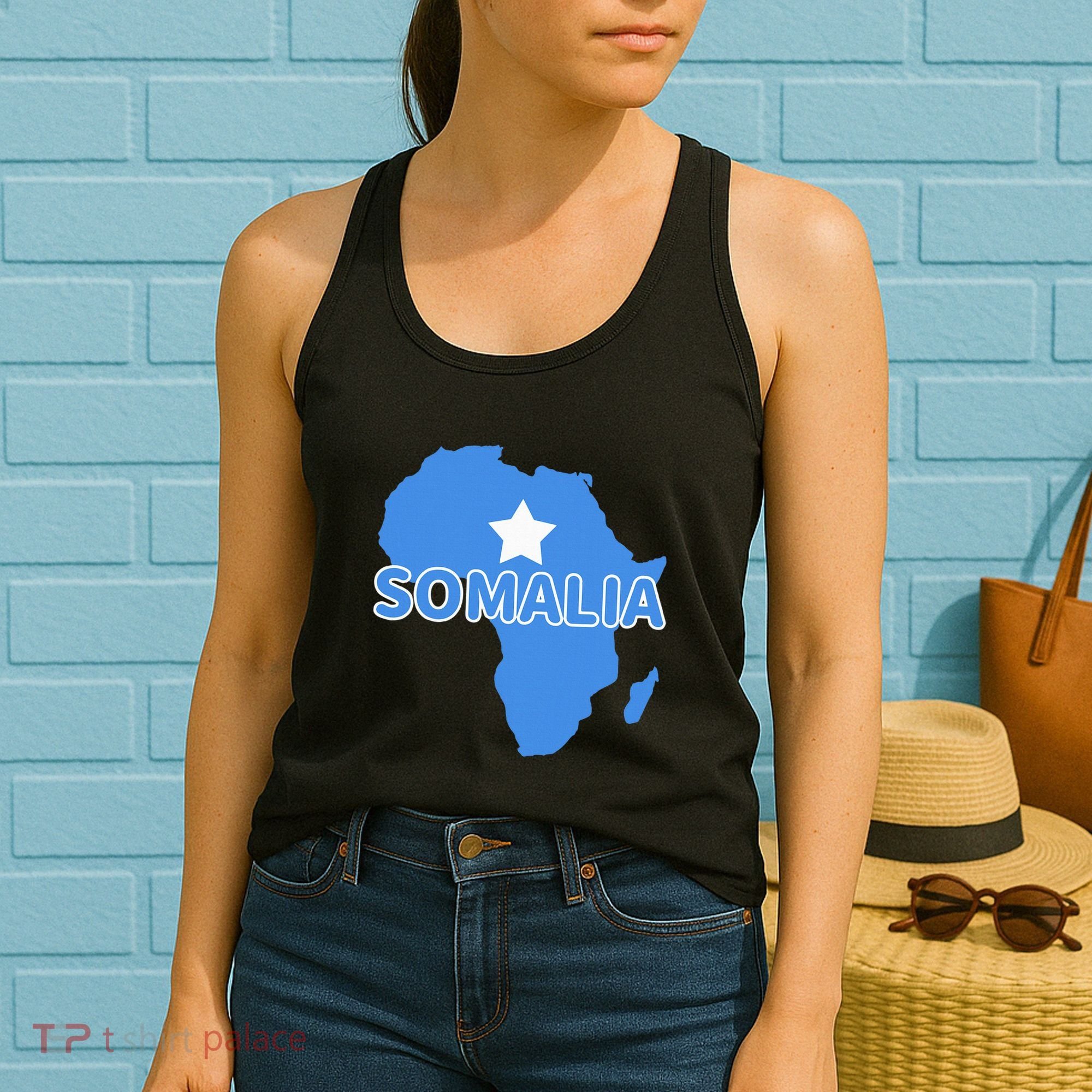 Somalia Somali Pride Flag Map Africa Print Women's Tank Top