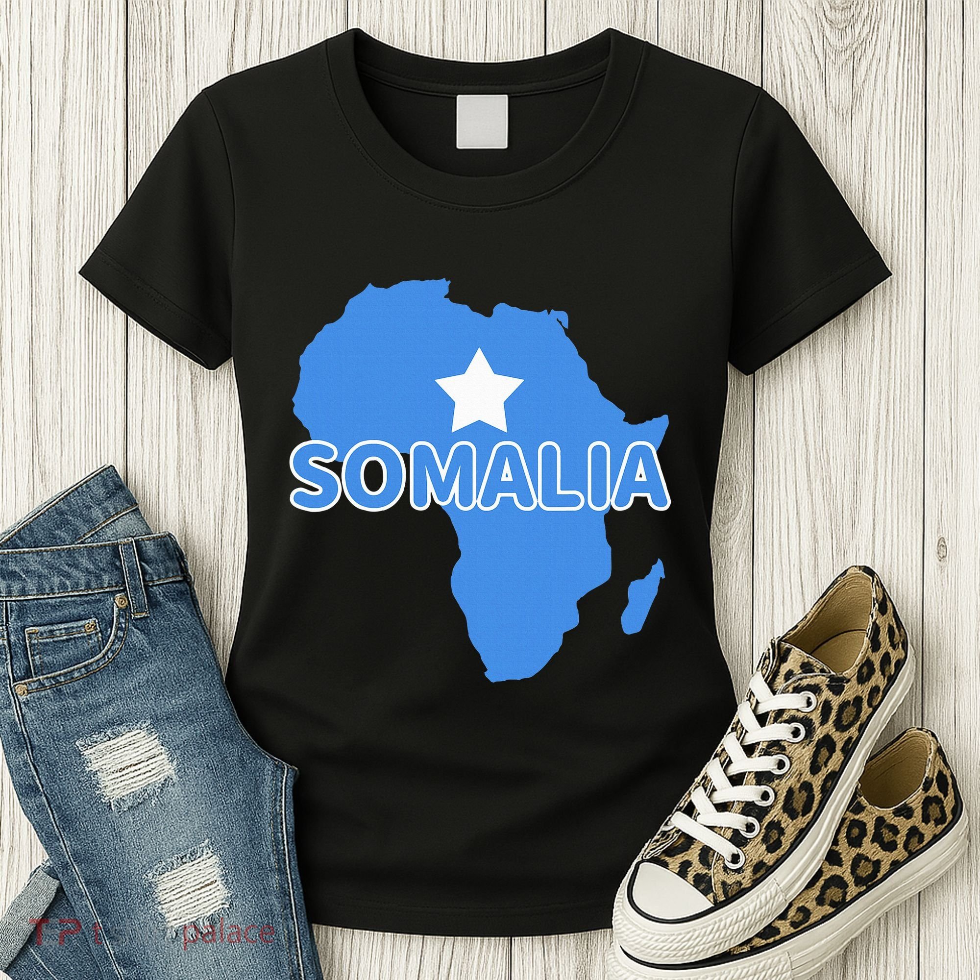 Somalia Somali Pride Flag Map Africa Print Women's T-Shirt
