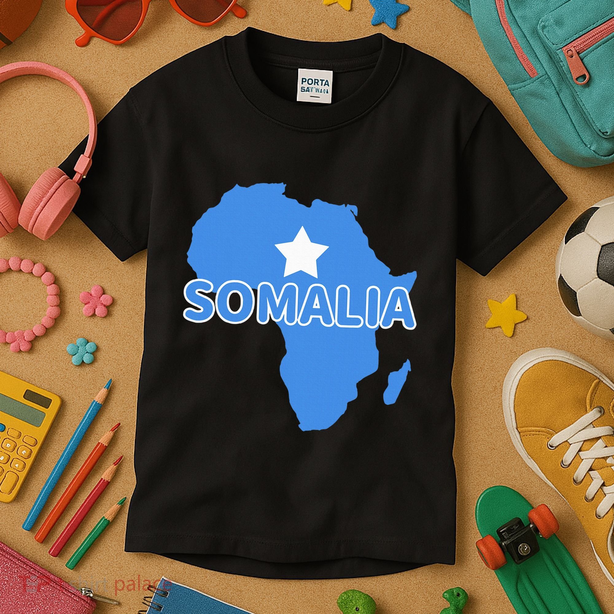 Somalia Somali Pride Flag Map Africa Print Kids T-Shirt