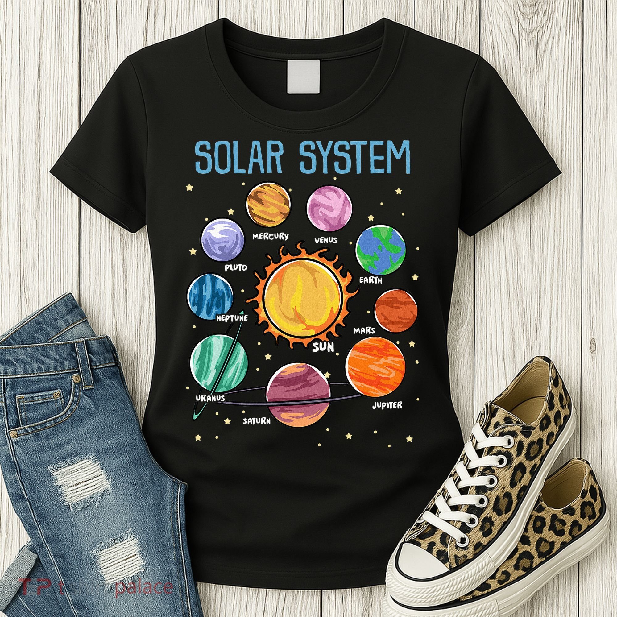 Solar System Planets Science Space STEM Kids Women's T-Shirt