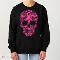 Sugar Skull Pink Ribbon Calavera Breast Cancer Awareness Women's Sweatshirt thumb 0