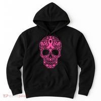 Sugar Skull Pink Ribbon Calavera Breast Cancer Awareness Hoodie thumb 0