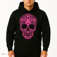 Sugar Skull Pink Ribbon Calavera Breast Cancer Awareness Hoodie thumb 2