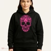 Sugar Skull Pink Ribbon Calavera Breast Cancer Awareness Hoodie thumb 5