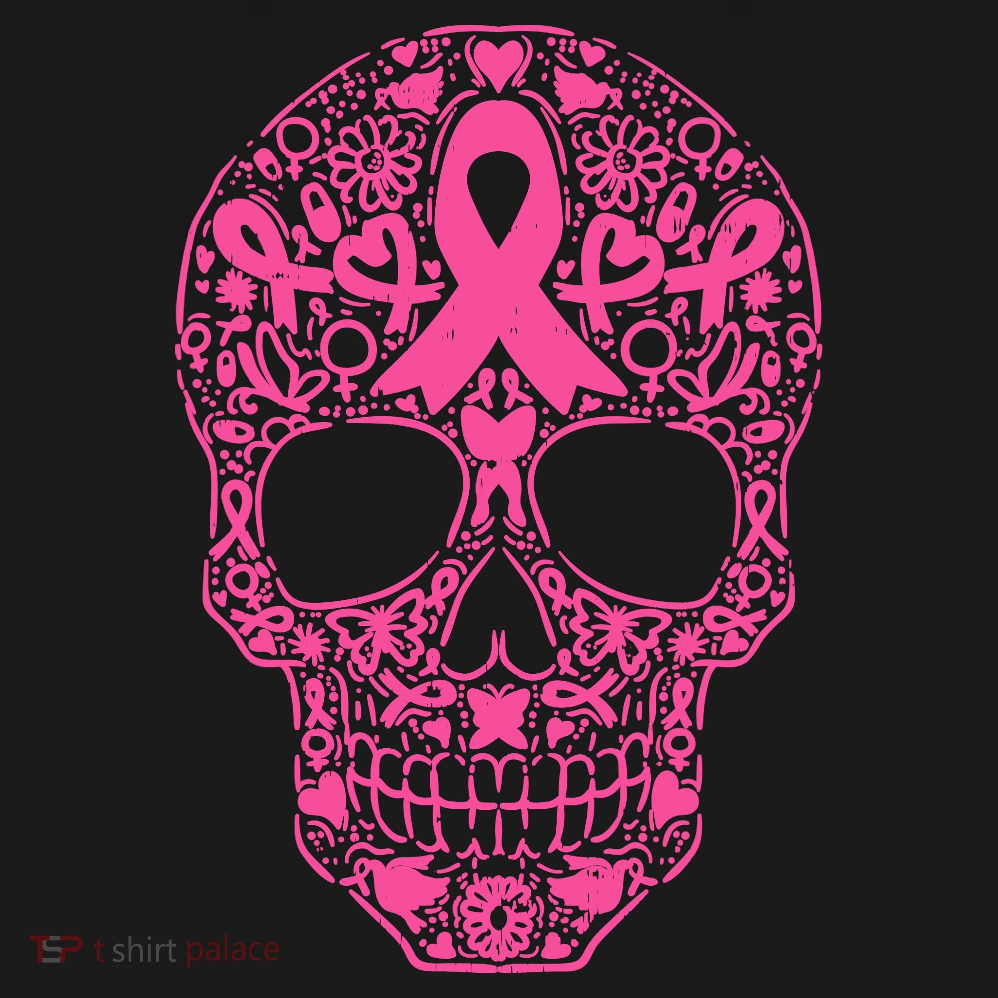 Sugar Skull Pink Ribbon Calavera Breast Cancer Awareness Sweatshirt