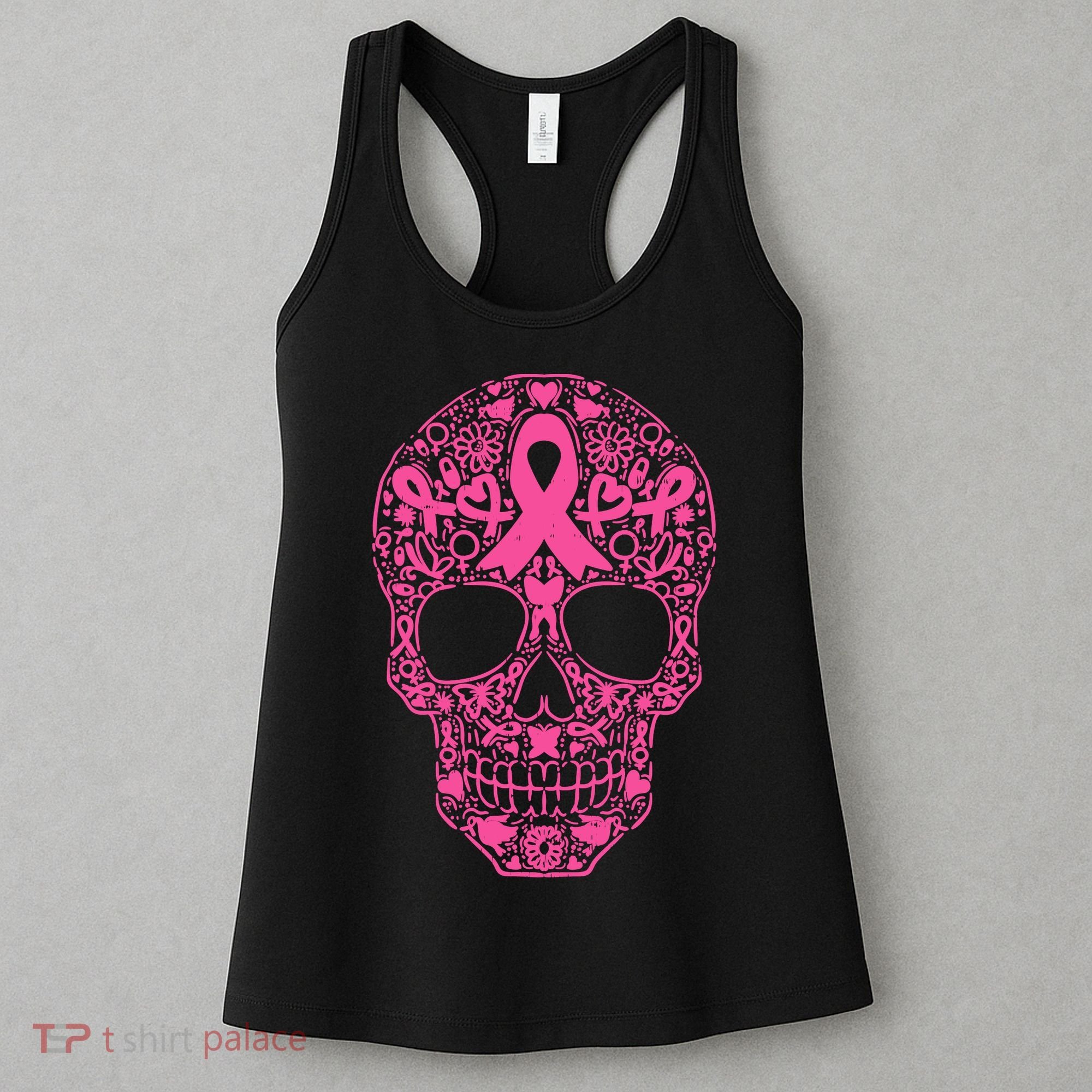 Sugar Skull Pink Ribbon Calavera Breast Cancer Awareness Women's Tank Top