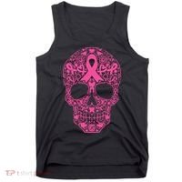 Sugar Skull Pink Ribbon Calavera Breast Cancer Awareness Tank Top thumb 0