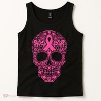 Sugar Skull Pink Ribbon Calavera Breast Cancer Awareness Tank Top thumb 2