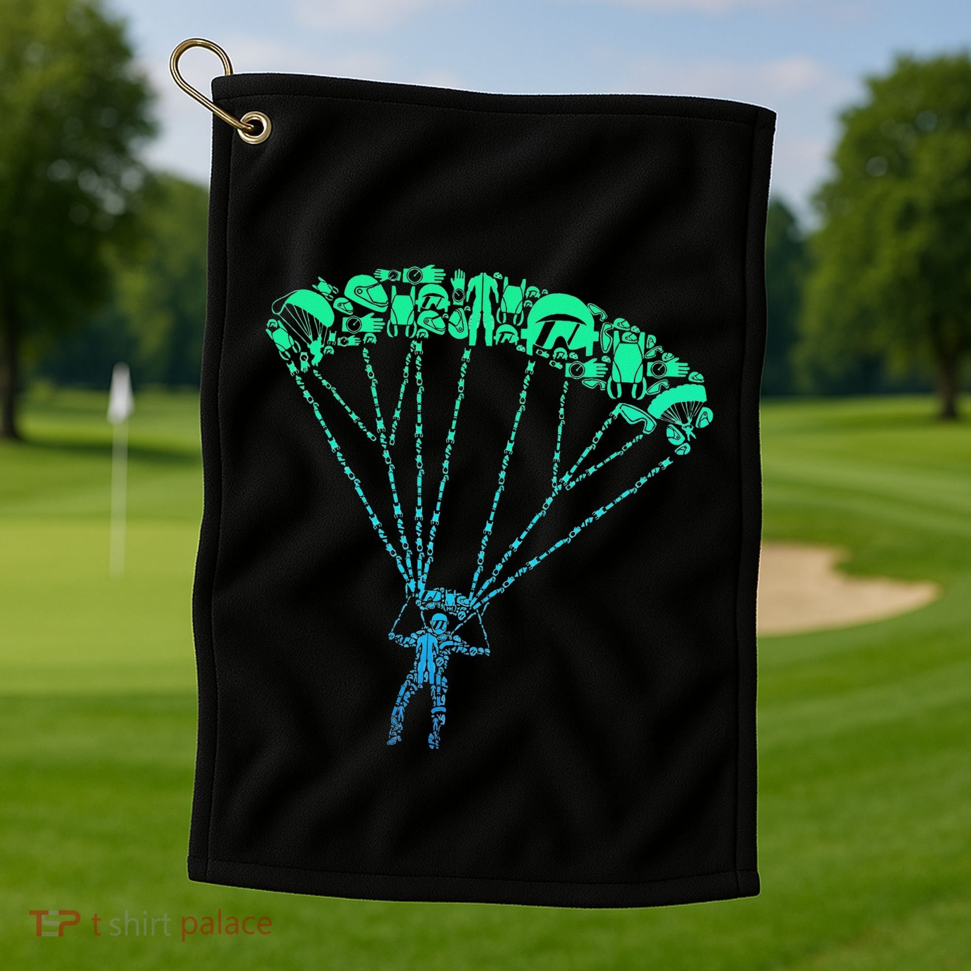 Skydiver Skydiving Parachuting Parachutist Golf Towel