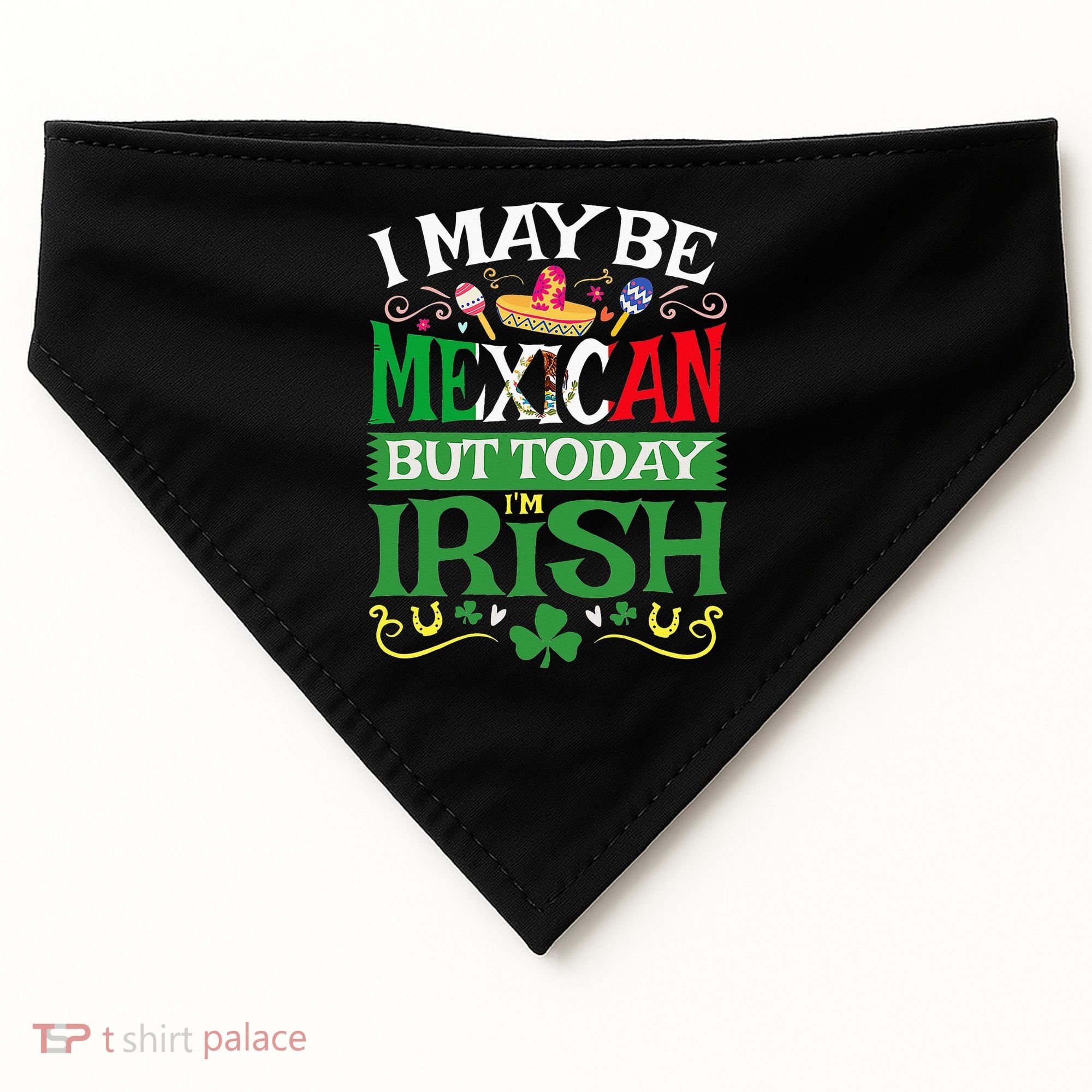 St Saint Patrick's Day Mexican Latino Beer Shamrock USA-Made Doggie Bandana