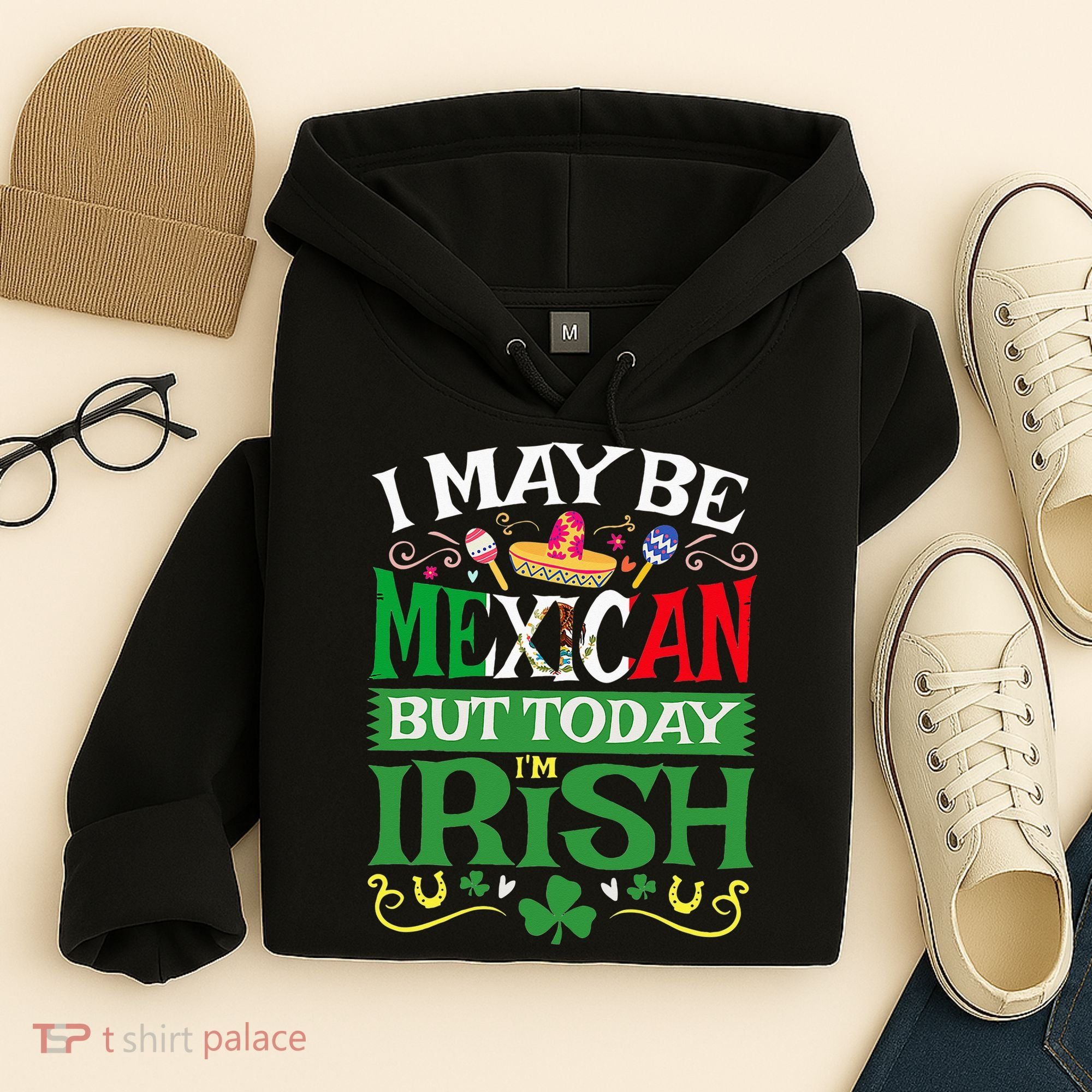 St Saint Patrick's Day Mexican Latino Beer Shamrock Hoodie